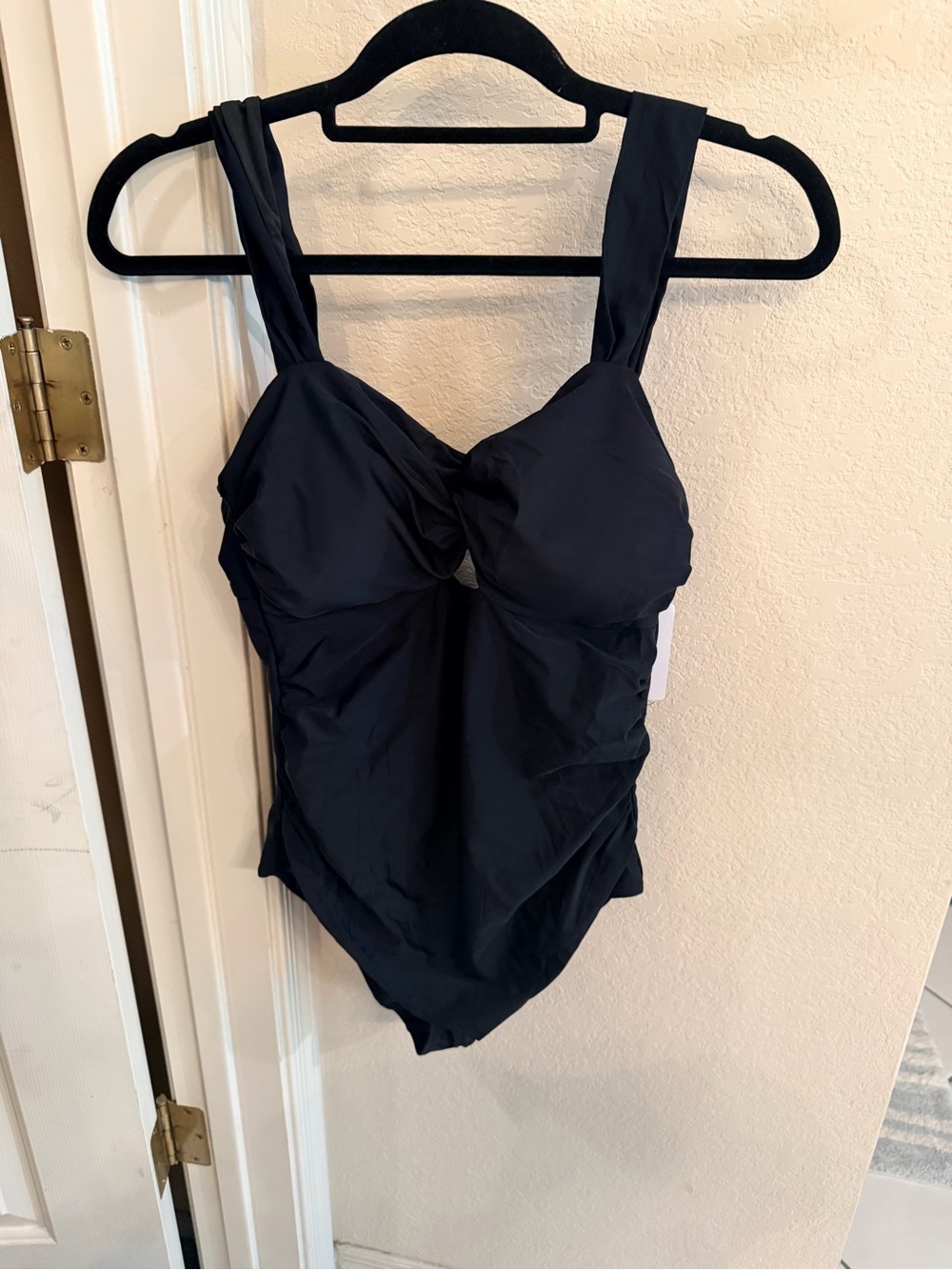 Black One-Piece Swimsuit with Front Tie